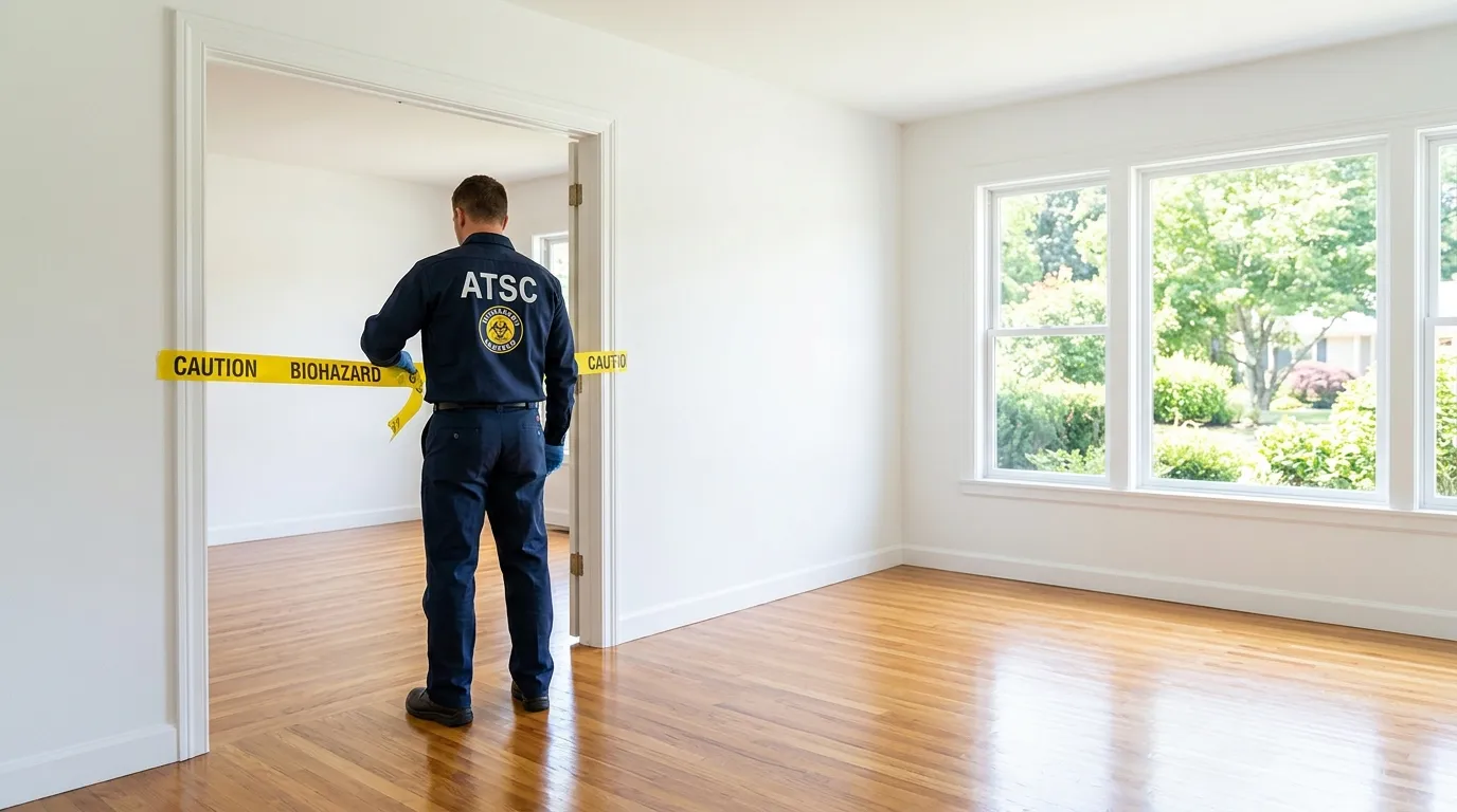 Certified biohazard cleanup crew performing Decomposition Cleanup in Greenfield